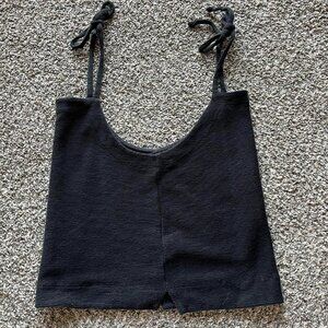 Black Madewell Lace Tied Sleeve Womens Medium Crop Top Festival Layering Blouse